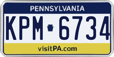 PA license plate KPM6734