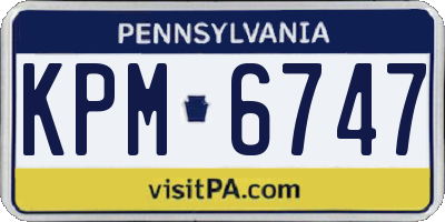 PA license plate KPM6747