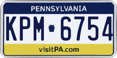 PA license plate KPM6754