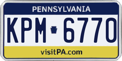 PA license plate KPM6770