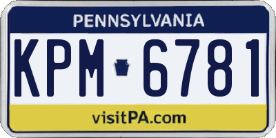 PA license plate KPM6781