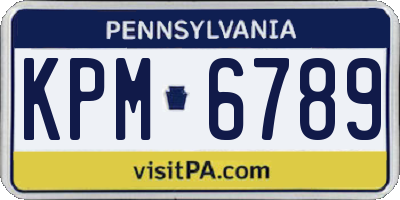 PA license plate KPM6789