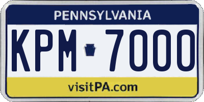 PA license plate KPM7000
