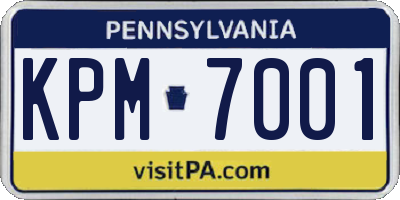 PA license plate KPM7001