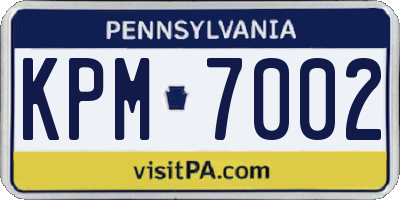 PA license plate KPM7002