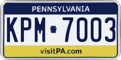 PA license plate KPM7003