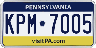 PA license plate KPM7005