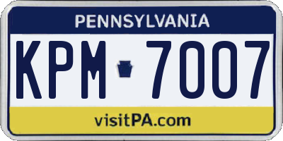 PA license plate KPM7007