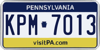PA license plate KPM7013