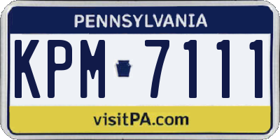 PA license plate KPM7111