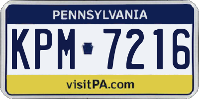 PA license plate KPM7216