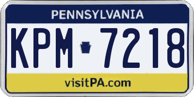 PA license plate KPM7218