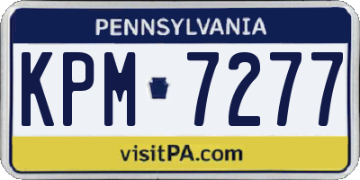 PA license plate KPM7277