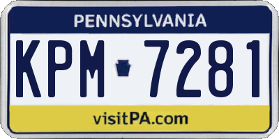 PA license plate KPM7281