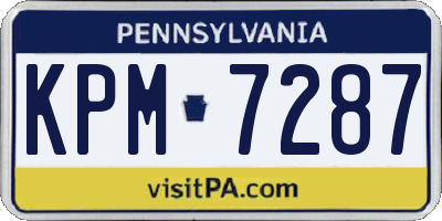 PA license plate KPM7287