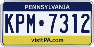 PA license plate KPM7312