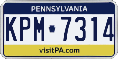 PA license plate KPM7314