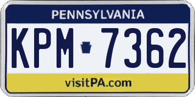PA license plate KPM7362
