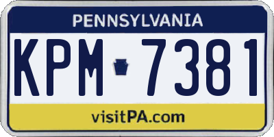 PA license plate KPM7381