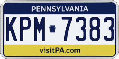 PA license plate KPM7383