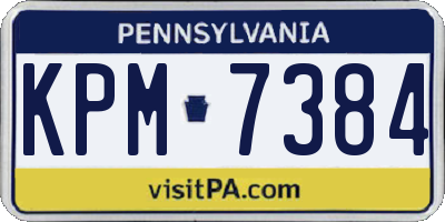 PA license plate KPM7384