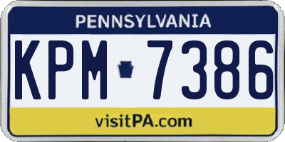 PA license plate KPM7386