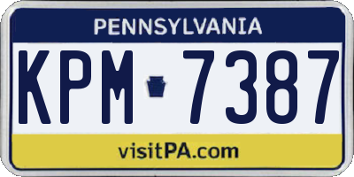 PA license plate KPM7387