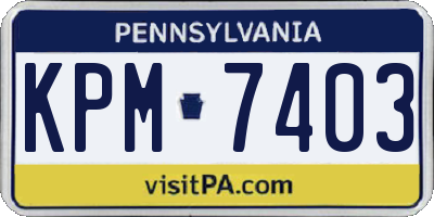 PA license plate KPM7403