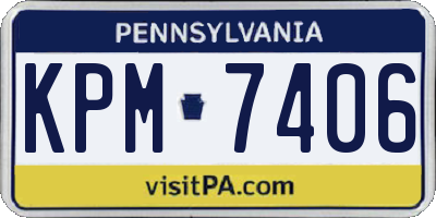 PA license plate KPM7406