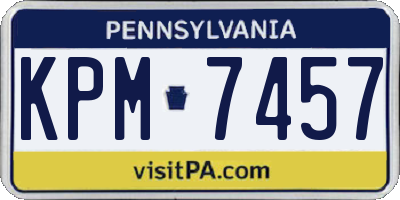 PA license plate KPM7457