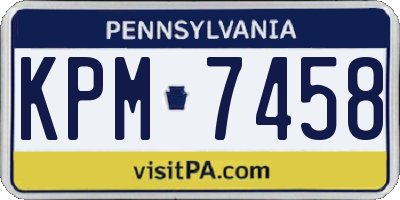 PA license plate KPM7458