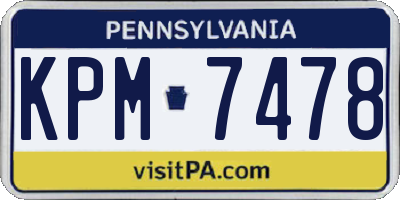 PA license plate KPM7478