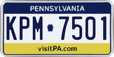 PA license plate KPM7501