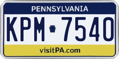 PA license plate KPM7540