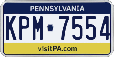 PA license plate KPM7554