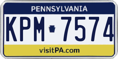 PA license plate KPM7574