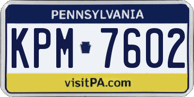 PA license plate KPM7602