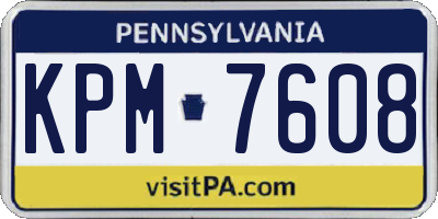 PA license plate KPM7608