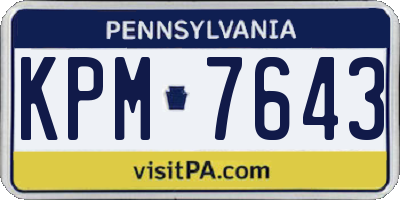 PA license plate KPM7643