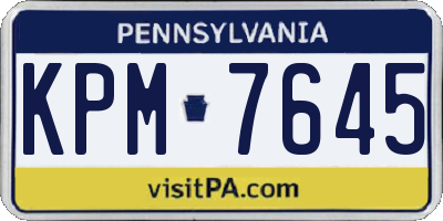 PA license plate KPM7645