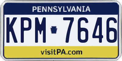 PA license plate KPM7646
