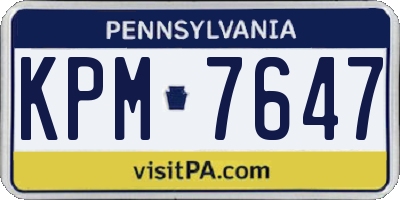 PA license plate KPM7647