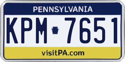 PA license plate KPM7651
