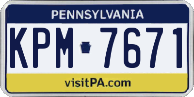 PA license plate KPM7671