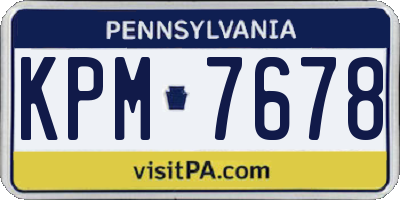 PA license plate KPM7678
