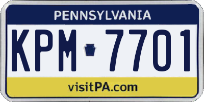 PA license plate KPM7701