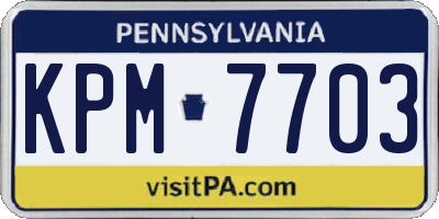 PA license plate KPM7703