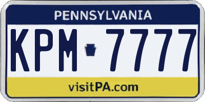PA license plate KPM7777