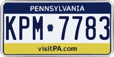 PA license plate KPM7783