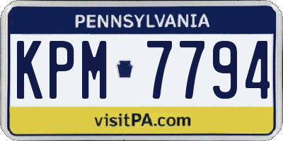 PA license plate KPM7794